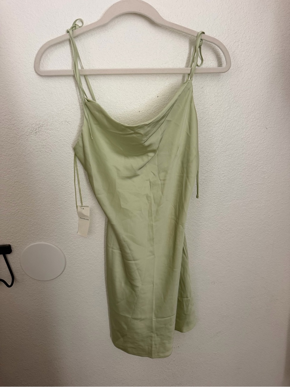 Abercrombie & Fitch Sage Green Slip Mini Dress with Tie Straps